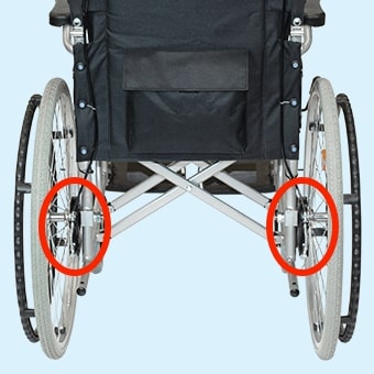 車椅子のドラムブレーキの調整位置